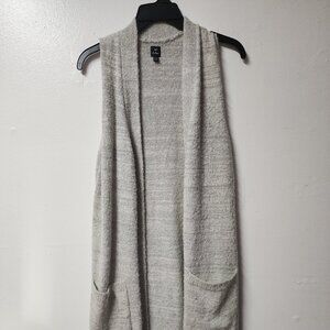 Echo S/M open grey cardigan sleeveless duster front pockets Casual